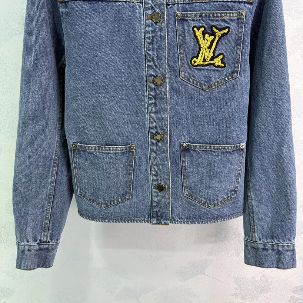 Louis Vuitton Men Denim Fitted Jacket-Blue 1AHHS5